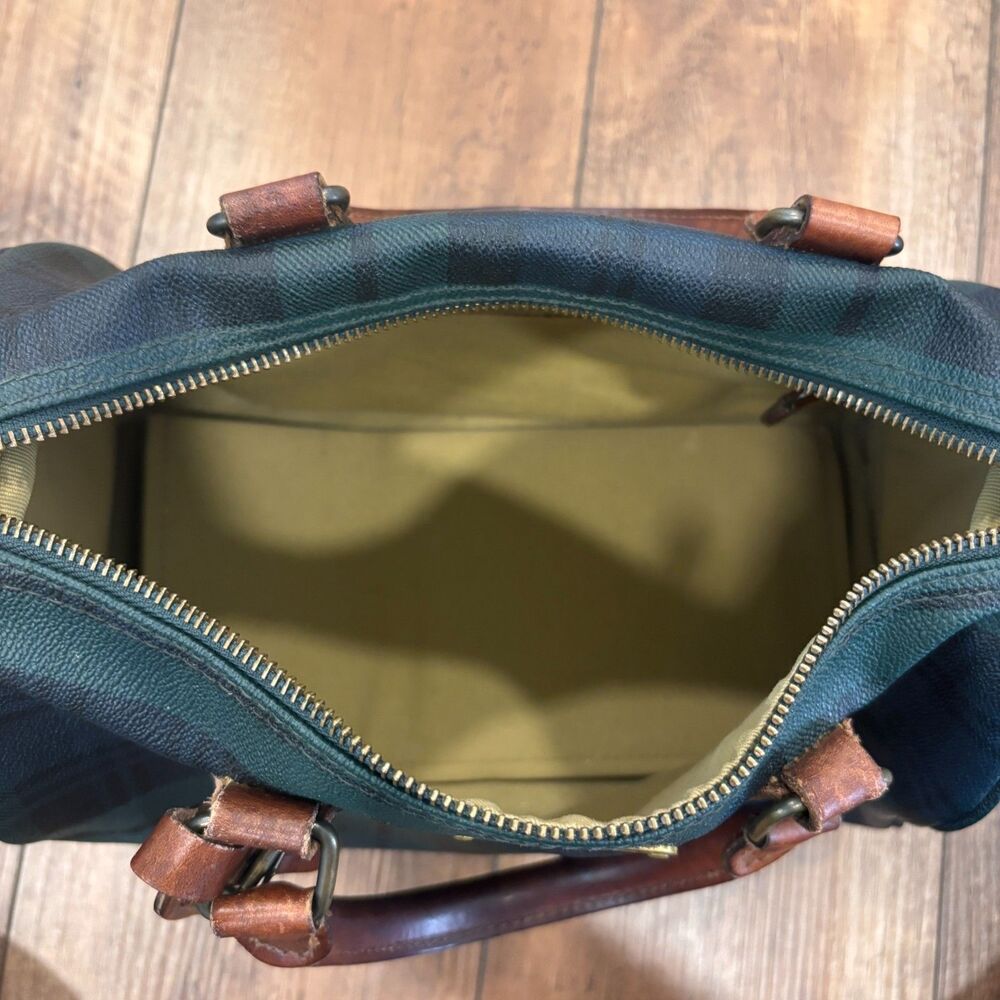 Vintage Polo Ralph Lauren Mini Boston Bag Blackwatch Green PVC Leather Handbag - Picture 8 of 14